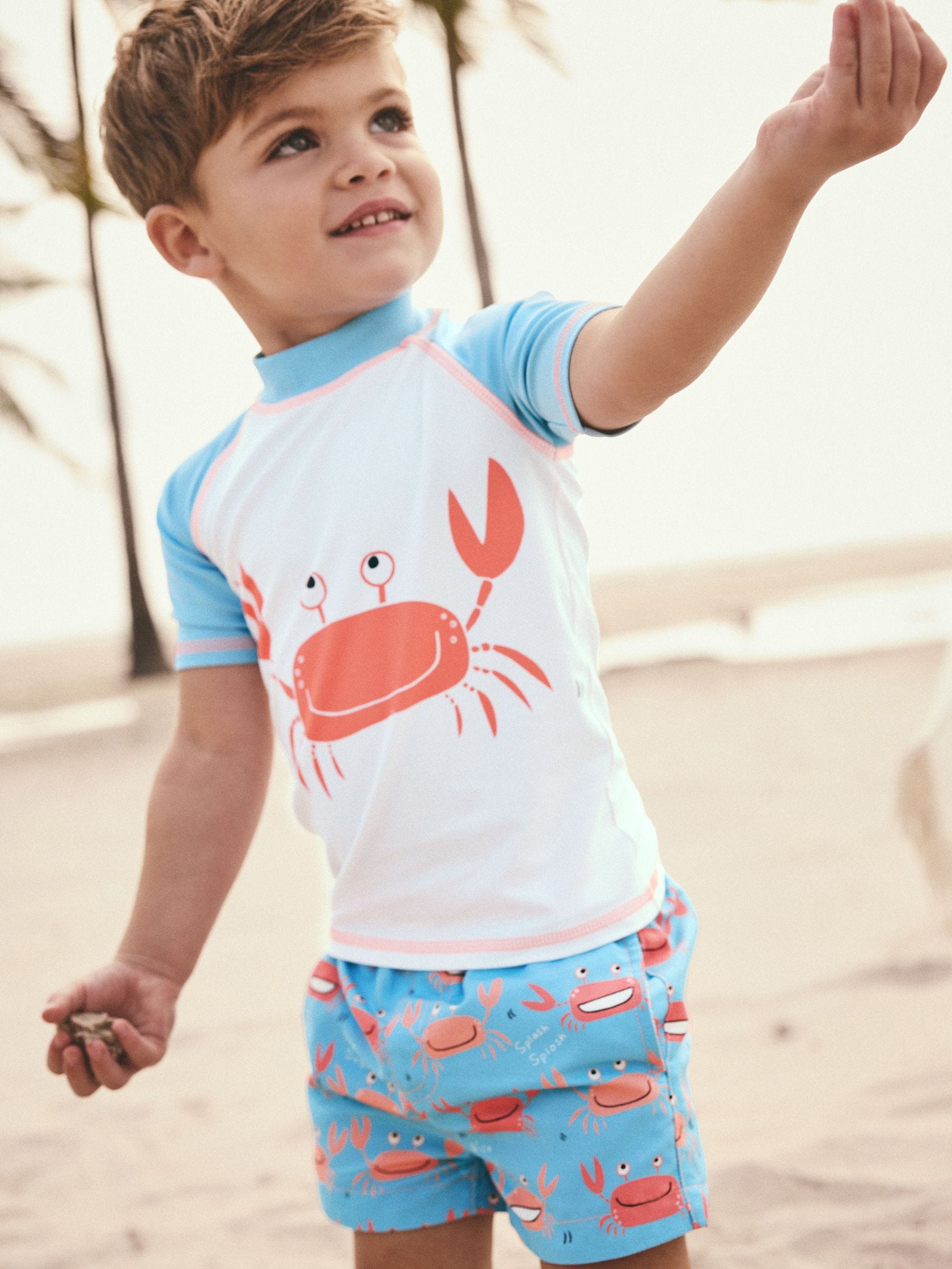 Blauw-witte krab - Set van surfhemdje en shorts (3 mnd - 7 jr)