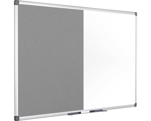 Combinatiebord, vilt- en magneetbord, wit/grijs, 60x45 cm