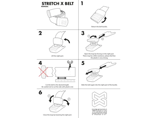 Ceinture de travail 130cm ajustable Stretch X Würth MODYF noire