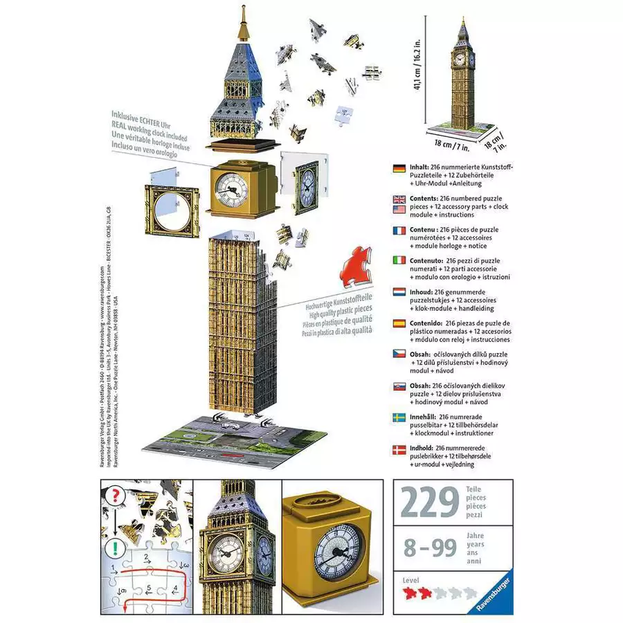 Ravensburger Big Ben mit Uhr bunt
