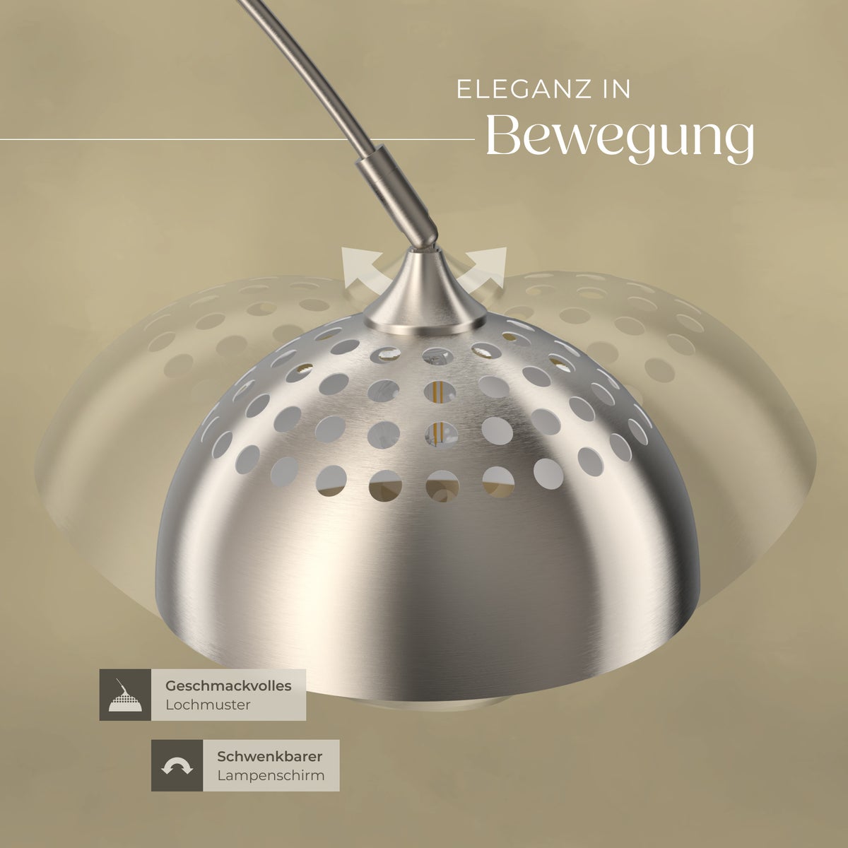 tectake Arcus booglamp, jaren 70 retrostijl, hoogte verstelbaar 187 - 206 cm