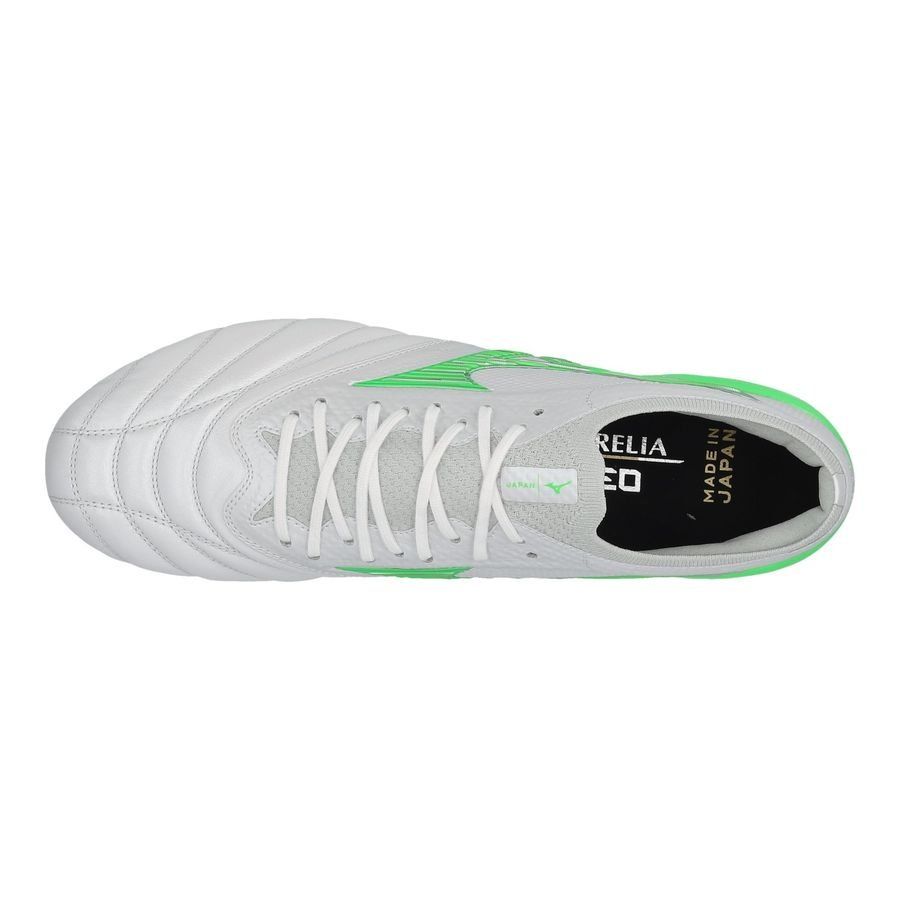 Mizuno Morelia Neo IV Beta Made in Japan SG Frontier - Blanc/Vert Néon/Cool Gray