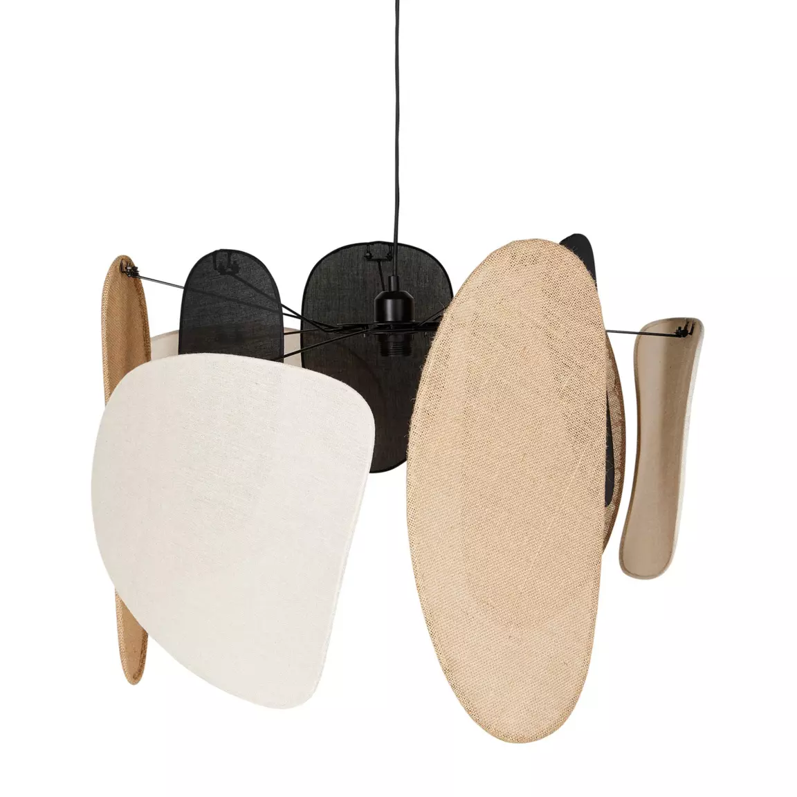 Suspension lumineuse jute et lin (D66 cm) Almeria Beige