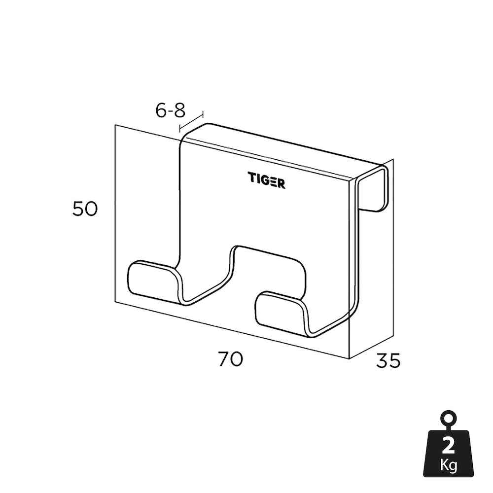 Tiger Caddy handdoekhaak voor douchecabine 6-8 mm RVS geborsteld