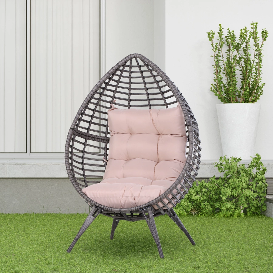 Outsunny Gartensessel in Tropfen Design grau, beige