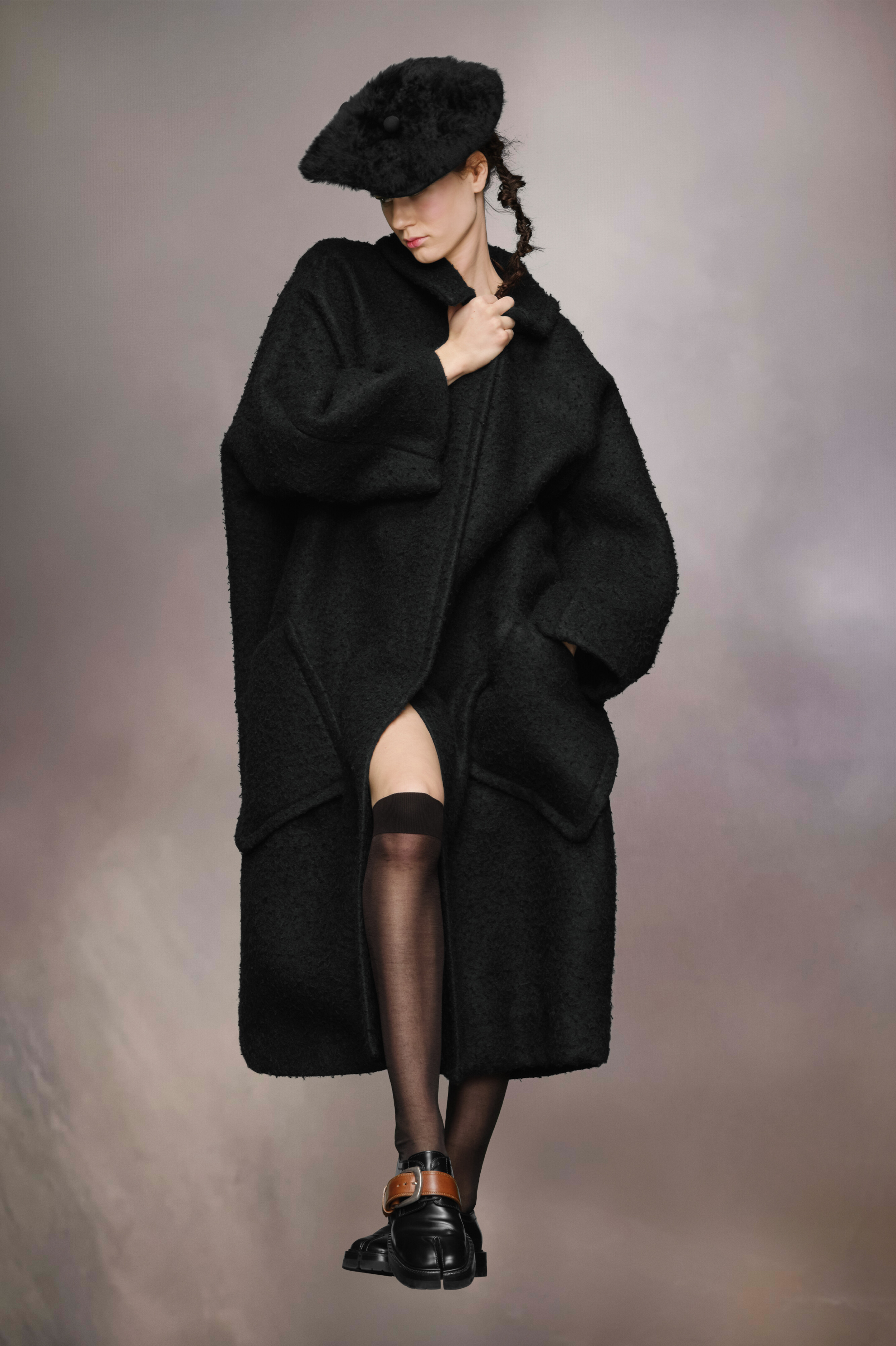 Manteau en mohair bouclé Noir