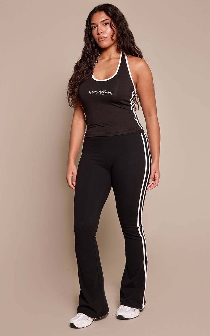 Noir Legging Évasé Sculptant Shape À Bande Contrastée Et Rayures Latérales