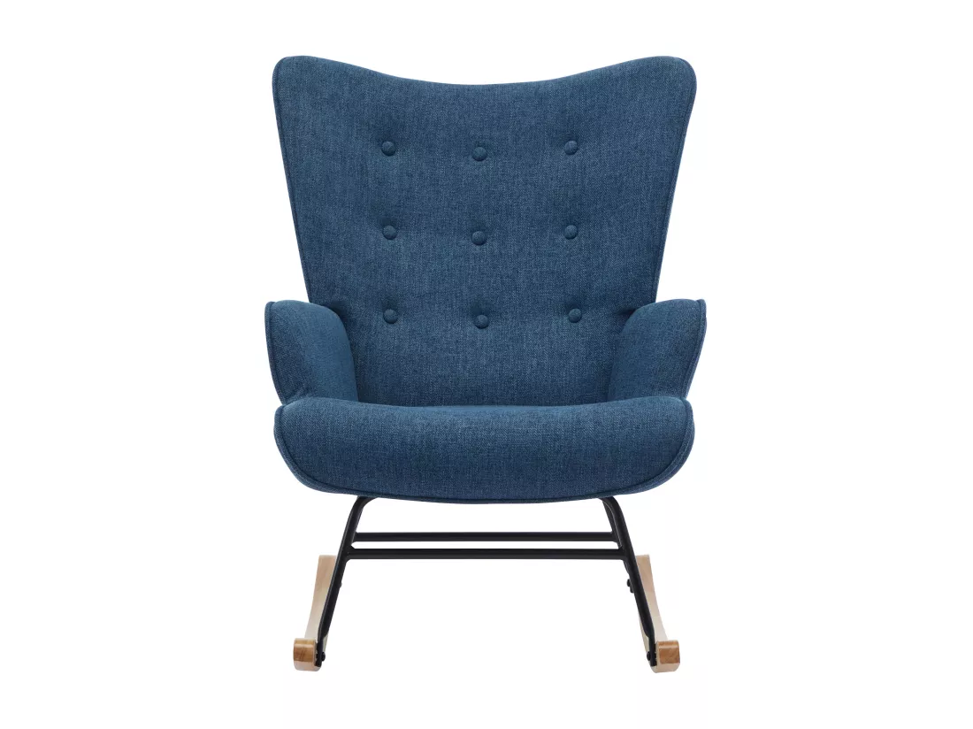 Fauteuil à bascule en tissu chiné bleu ELMINA II