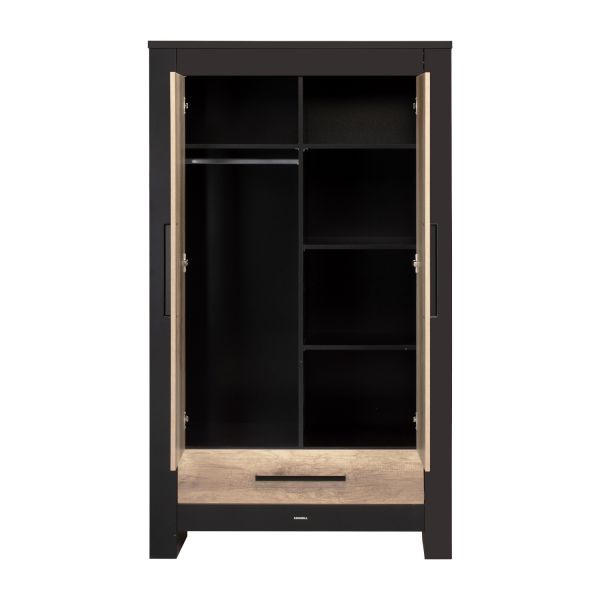 Kidsmill Long Island Kledingkast 2-Deurs Zwart / Oldwood