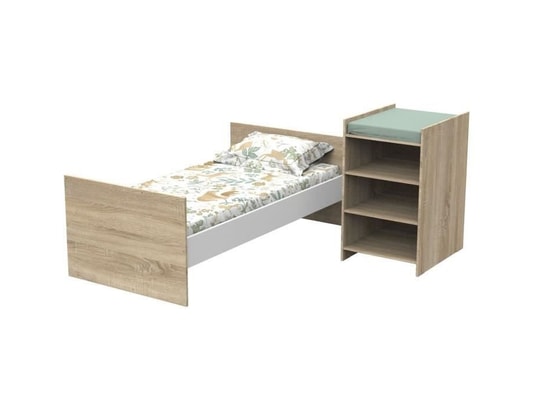 BABY PRICE - Lit bébé combiné - 120x60cm - evolutif en 90x190cm - babypri