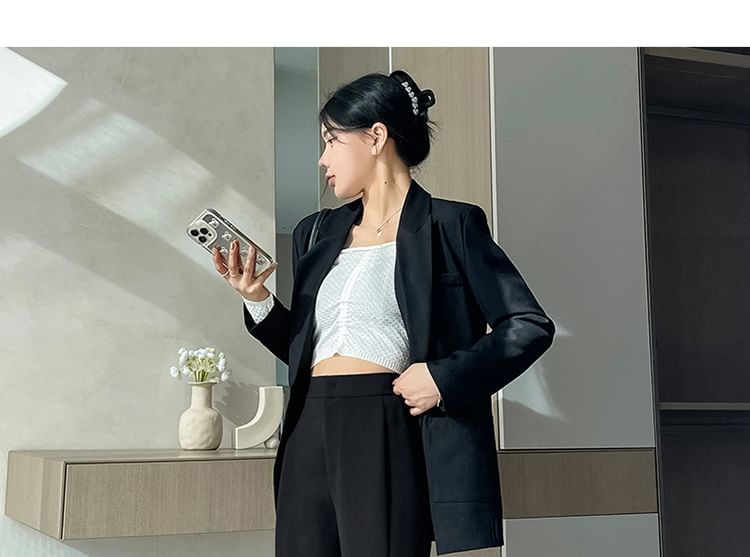 Shinsei - Hoge taille effen wijde broek met splitten