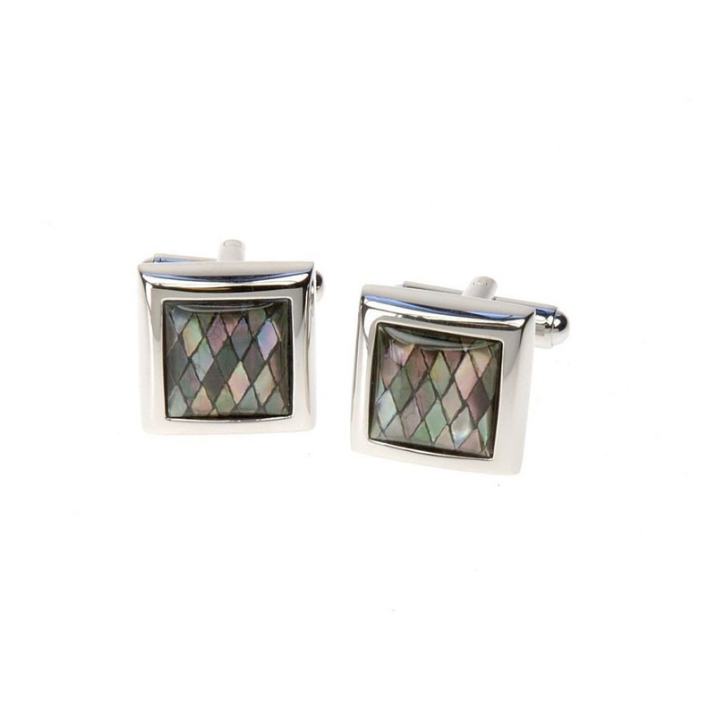 Boutons de manchette, Chequer gris nacre