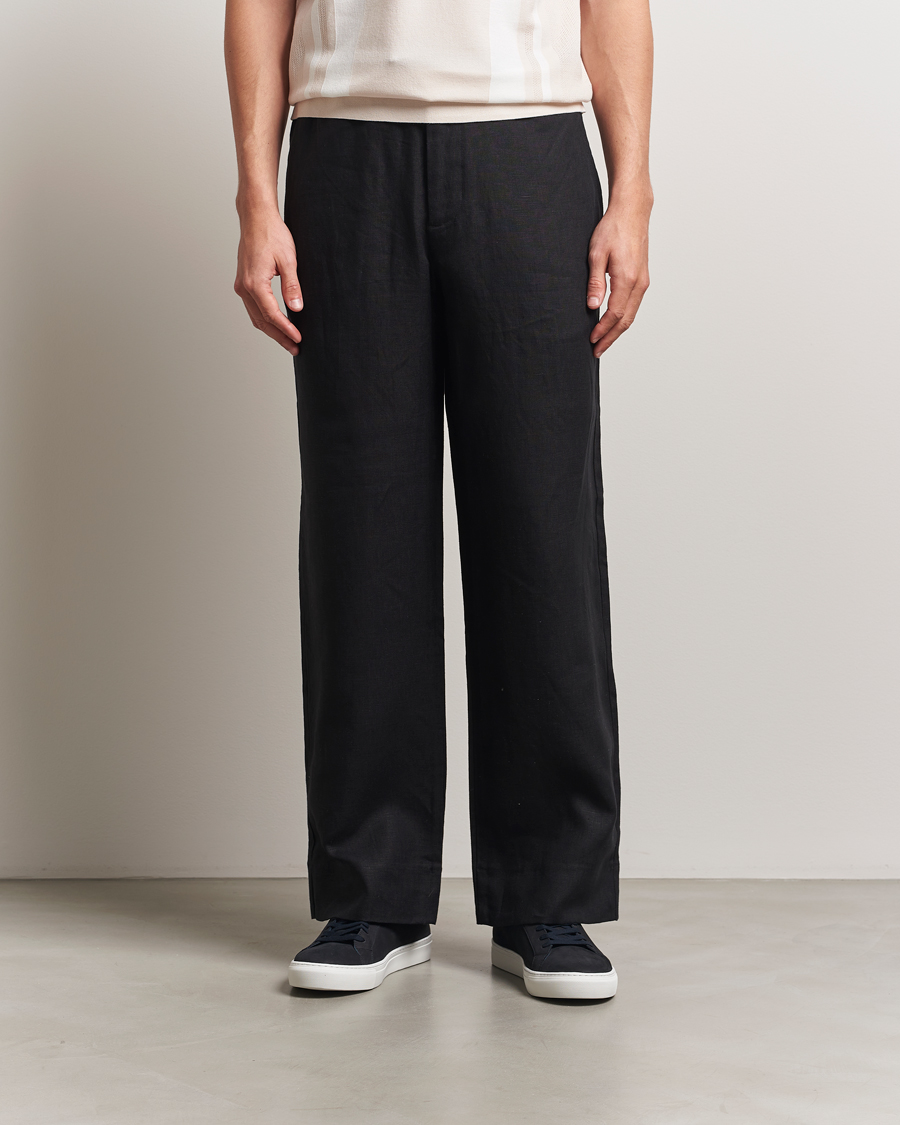 J.Lindeberg Noah Drape Linen Pants Black
