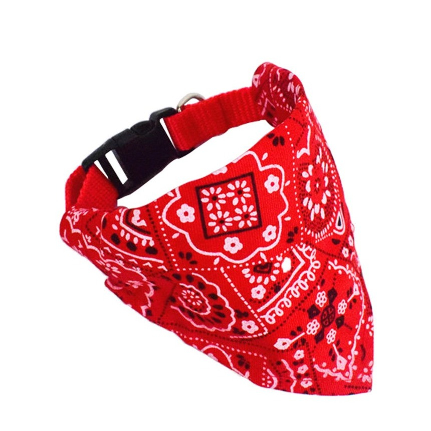 (Gr. S) 24-40cm Verstellbares Hunde Halsband mit Bandana Tuch Haustier Accessoire - Rot