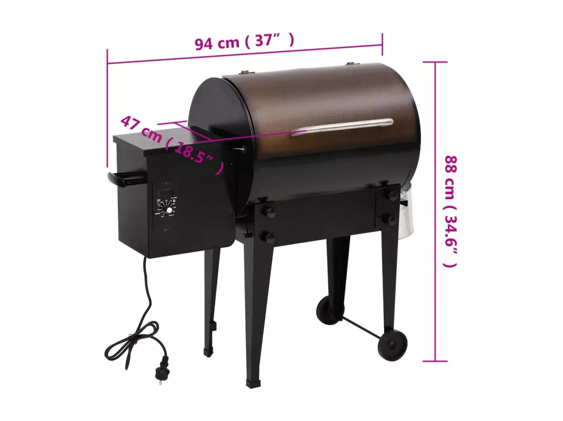 Gril à granulés noir 94 cm fer