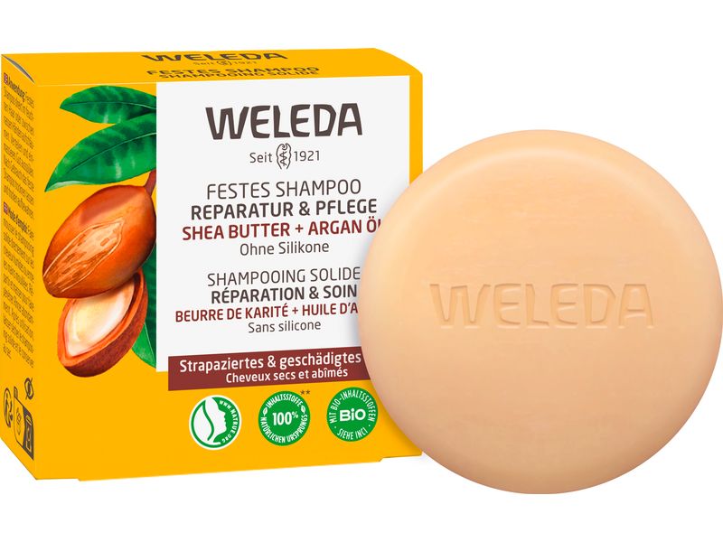 WELEDA Festes Shampoo Reparatur und Pflege 50 g Natürliches Shampoo verleiht geschmeidiges Haar, das natürlich glänzt