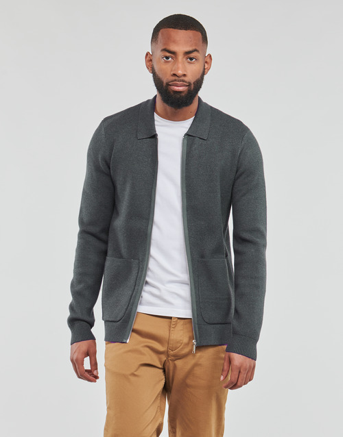 Selected - SLHTORONTO LS KNIT ZIP UP SHIRT - Gris