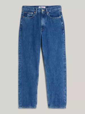 Calça jeans Harper de cintura alta, corte reto e comprimento até o tornozelo.