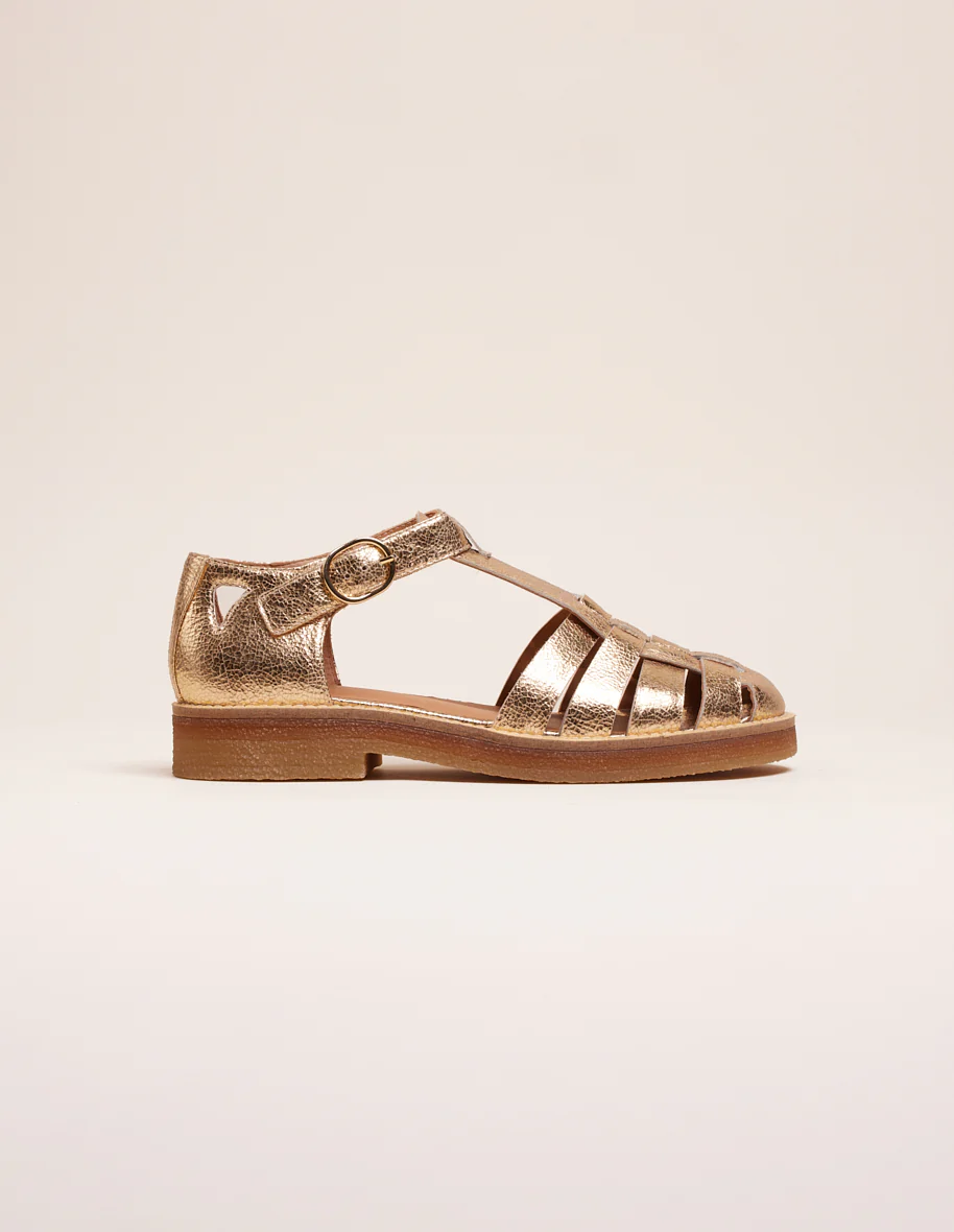 Sandales Charlie - Cuir craquelé doré