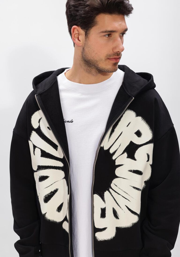 zwarte flaneur vest sounds good zip-up