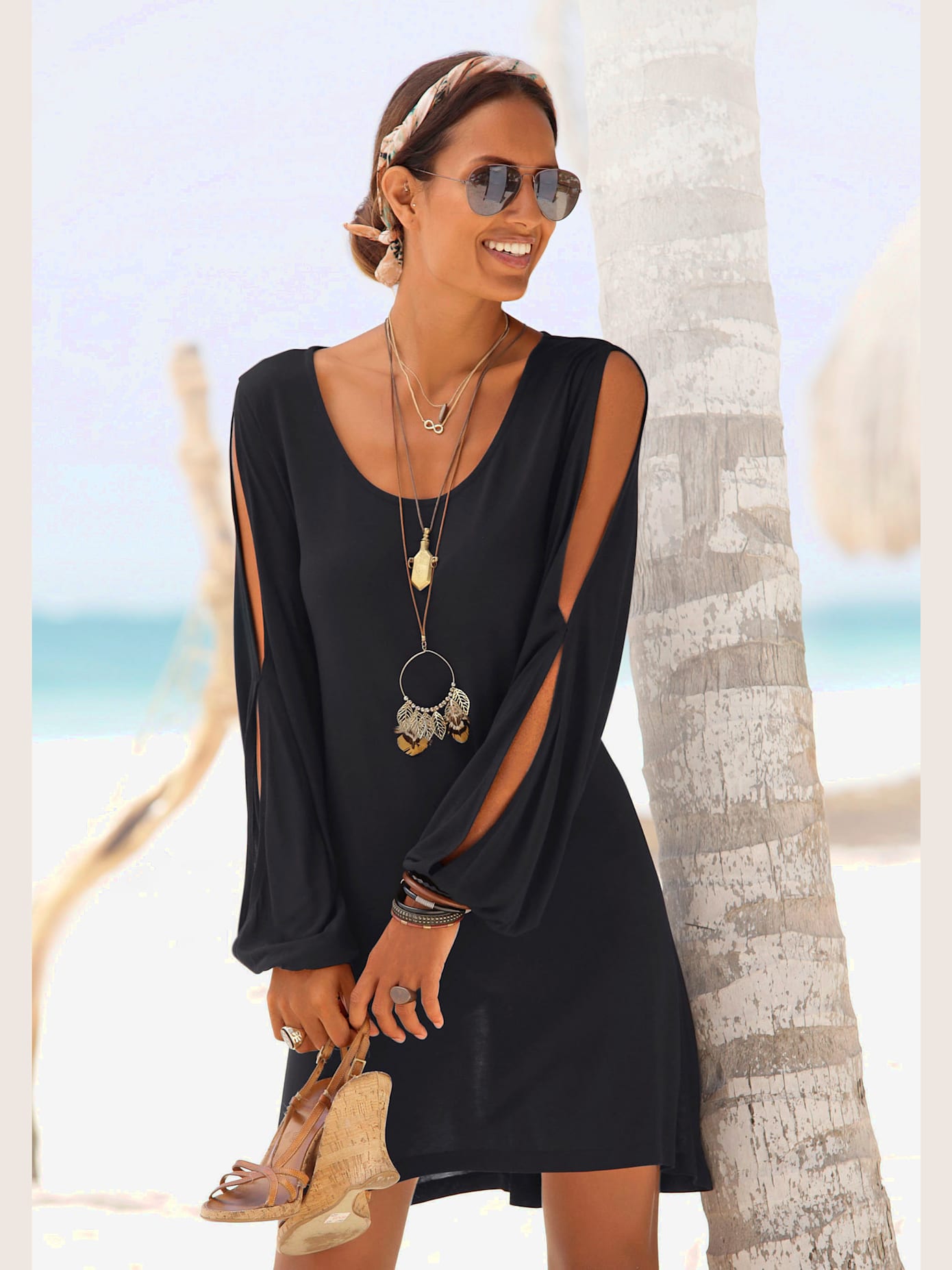 T-shirt long encolure ronde