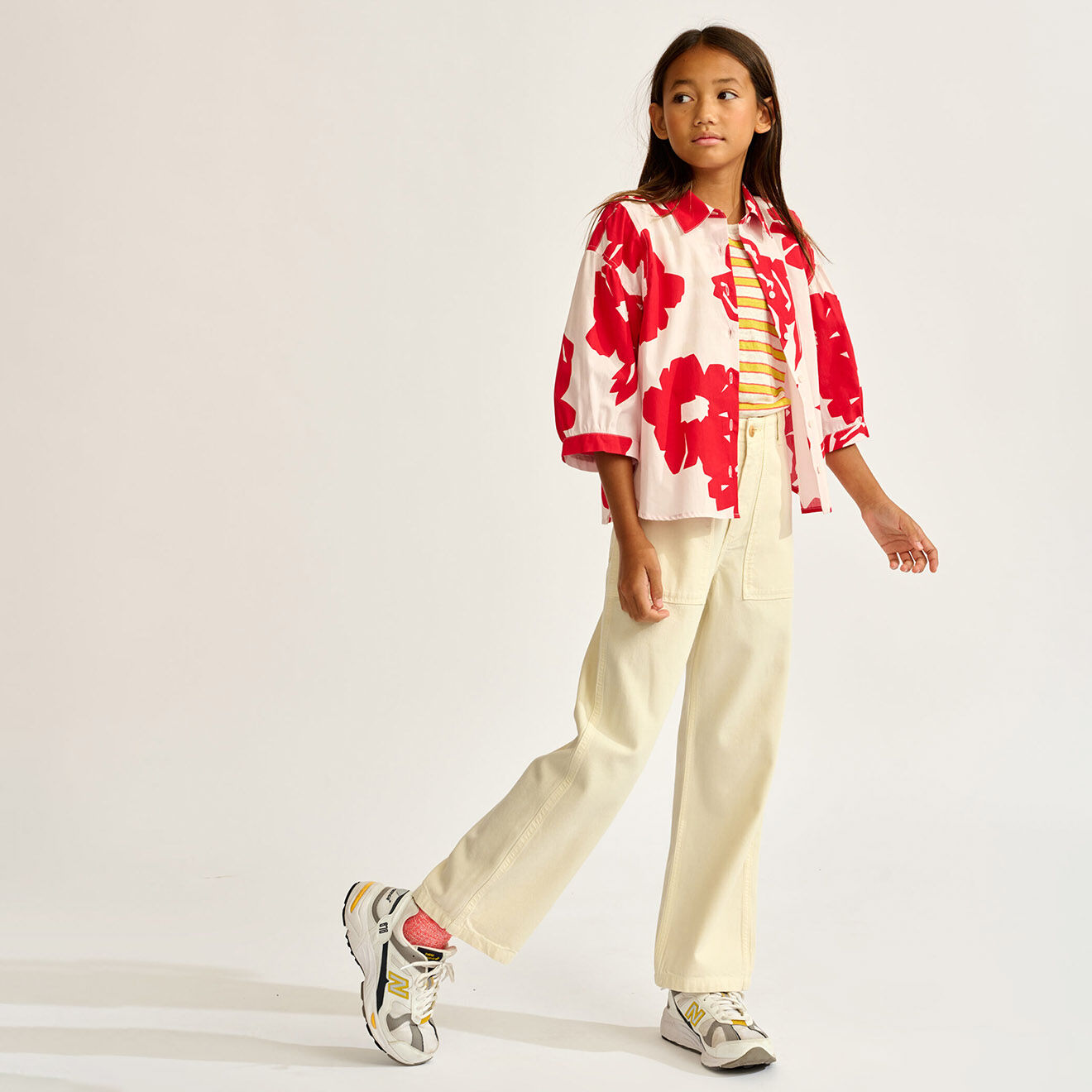 Bellerose Chemise Ave à fleurs rouge