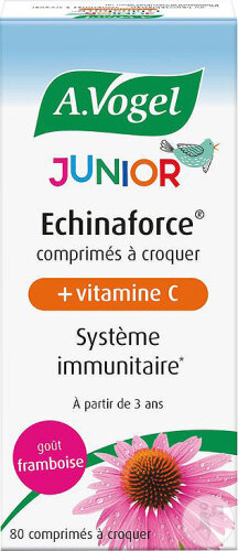 A.Vogel Echinaforce Junior + Vitamine C Résistance Au Goût De Framboise 80 Comprimés