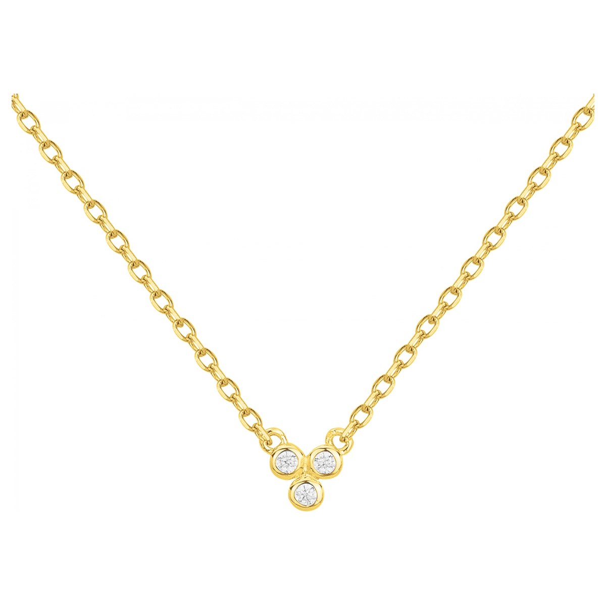 Collier mono-motif en Plaqué Or avec oxyde de zirconium blanc