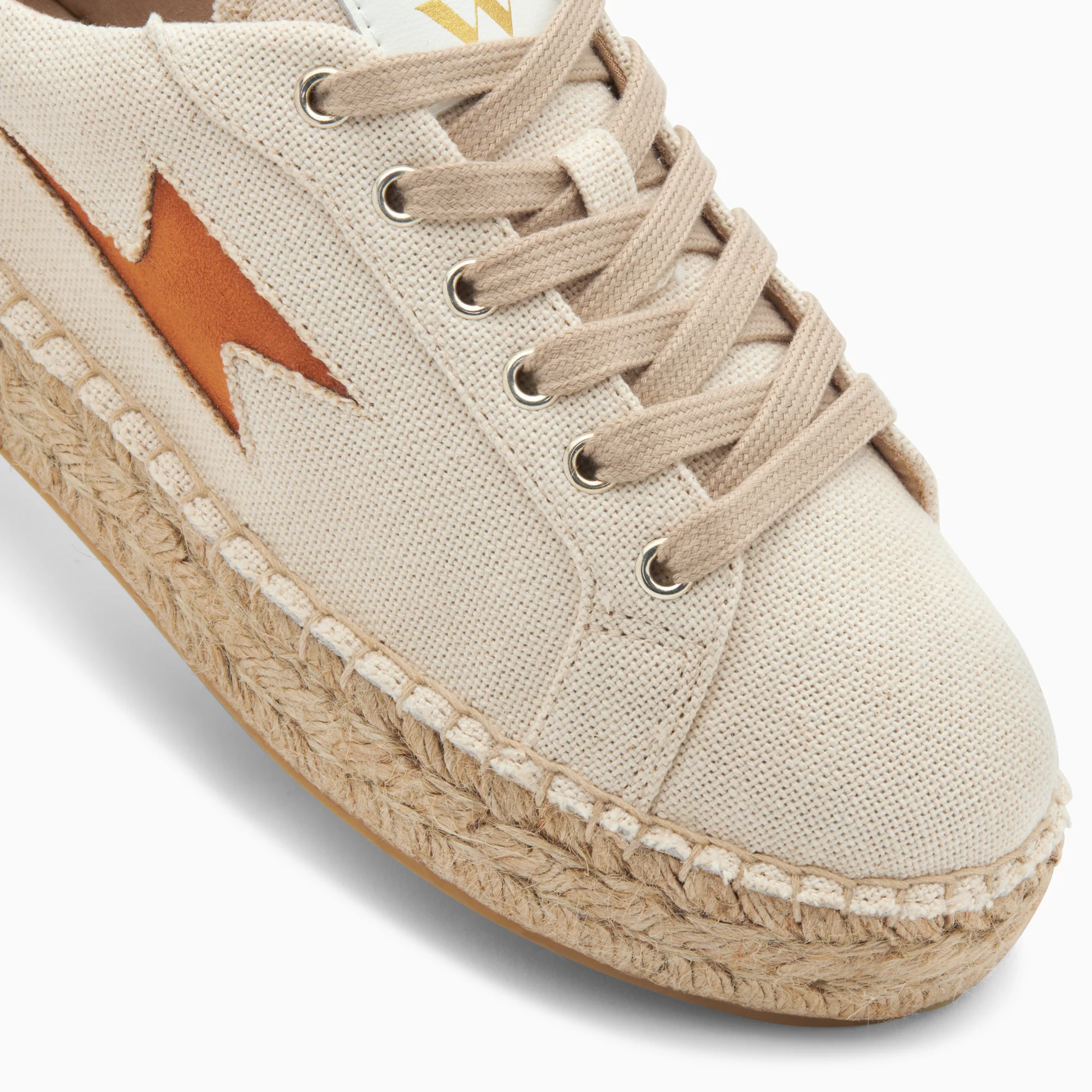 Sneakers-Baskets éclair April beige et orange à semelle espadrille