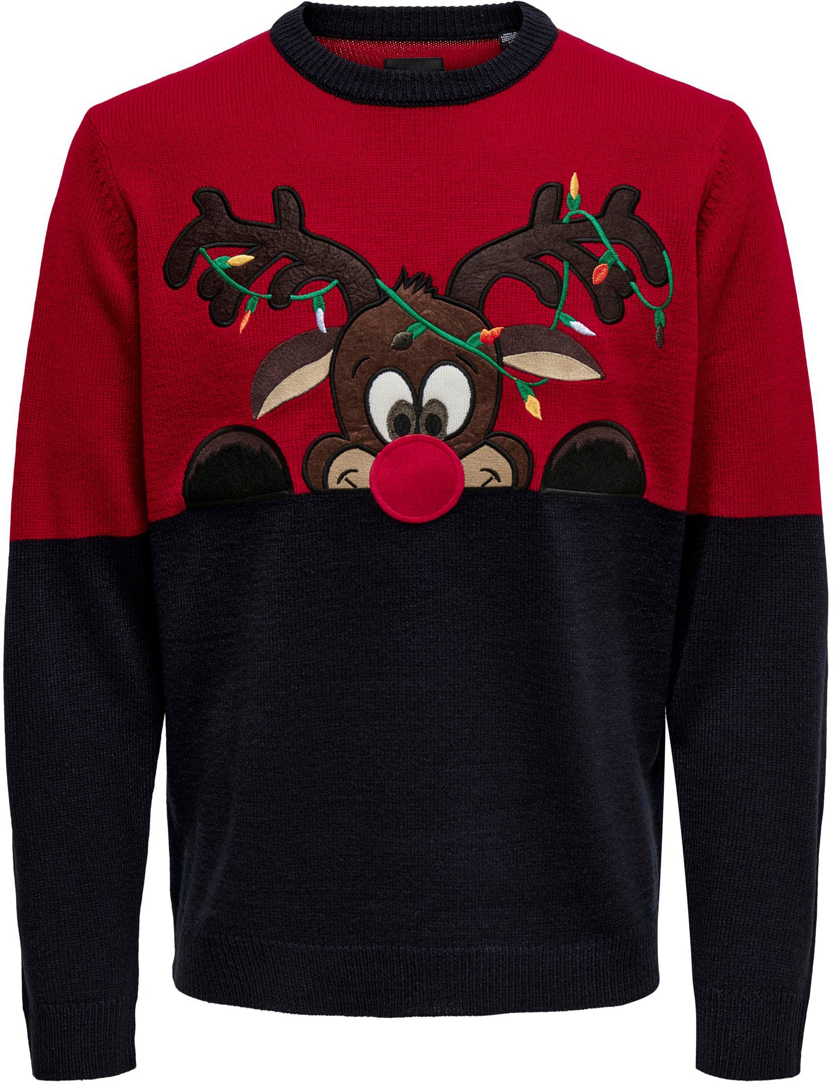 ONLY & SONS Weihnachtspullover , mit Bündchen an Ärmel und Saum