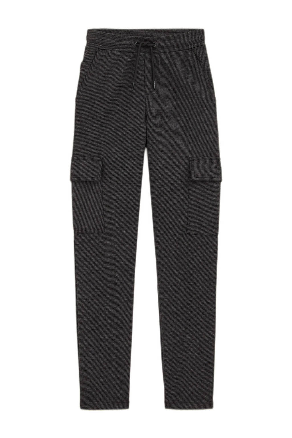 WE Fashion gemêleerde slim fit joggingbroek black melange