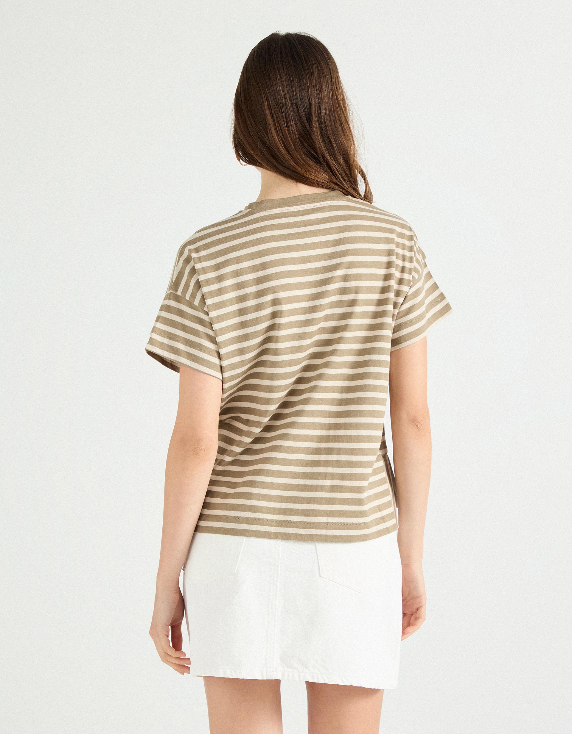 T-shirt de Riscas, Mulher, Verde