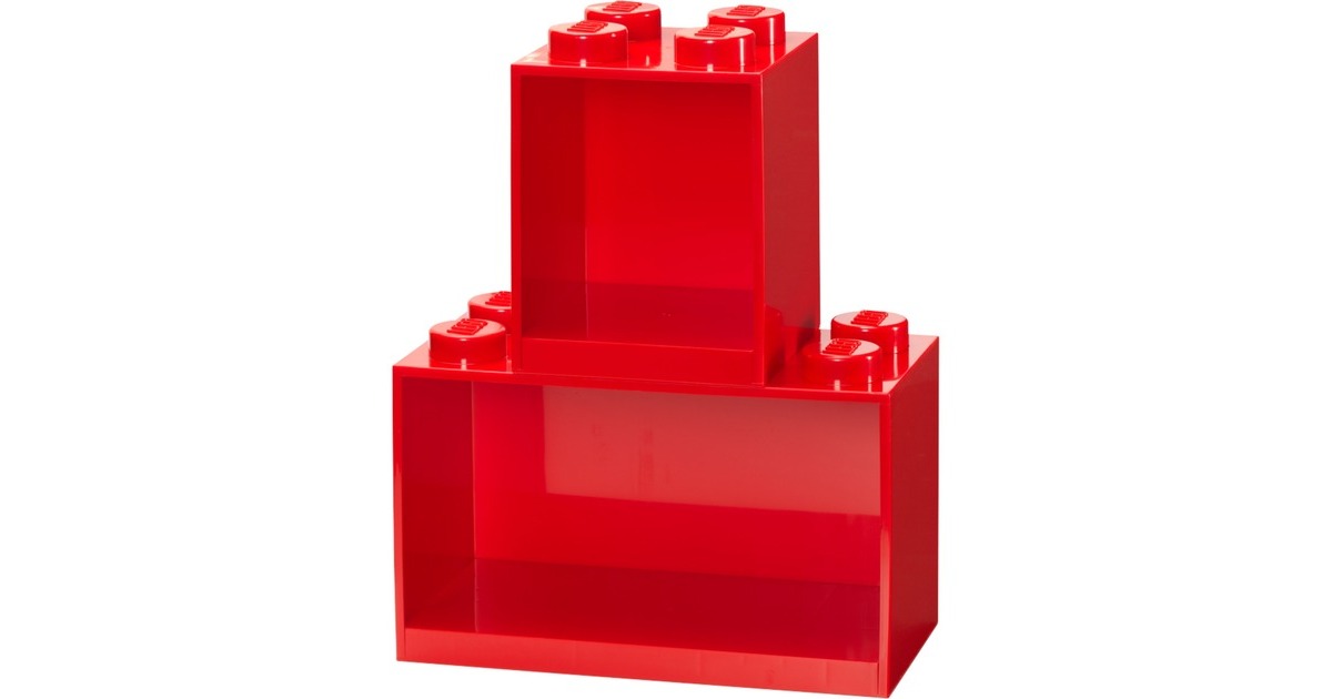Room CopenhagenLEGO Brick Shelf Set, 4 + 8 noppen wandschap  (Rood)