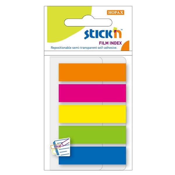 Indeksfliker 45x12 mm 5 neonfarger Stick´n