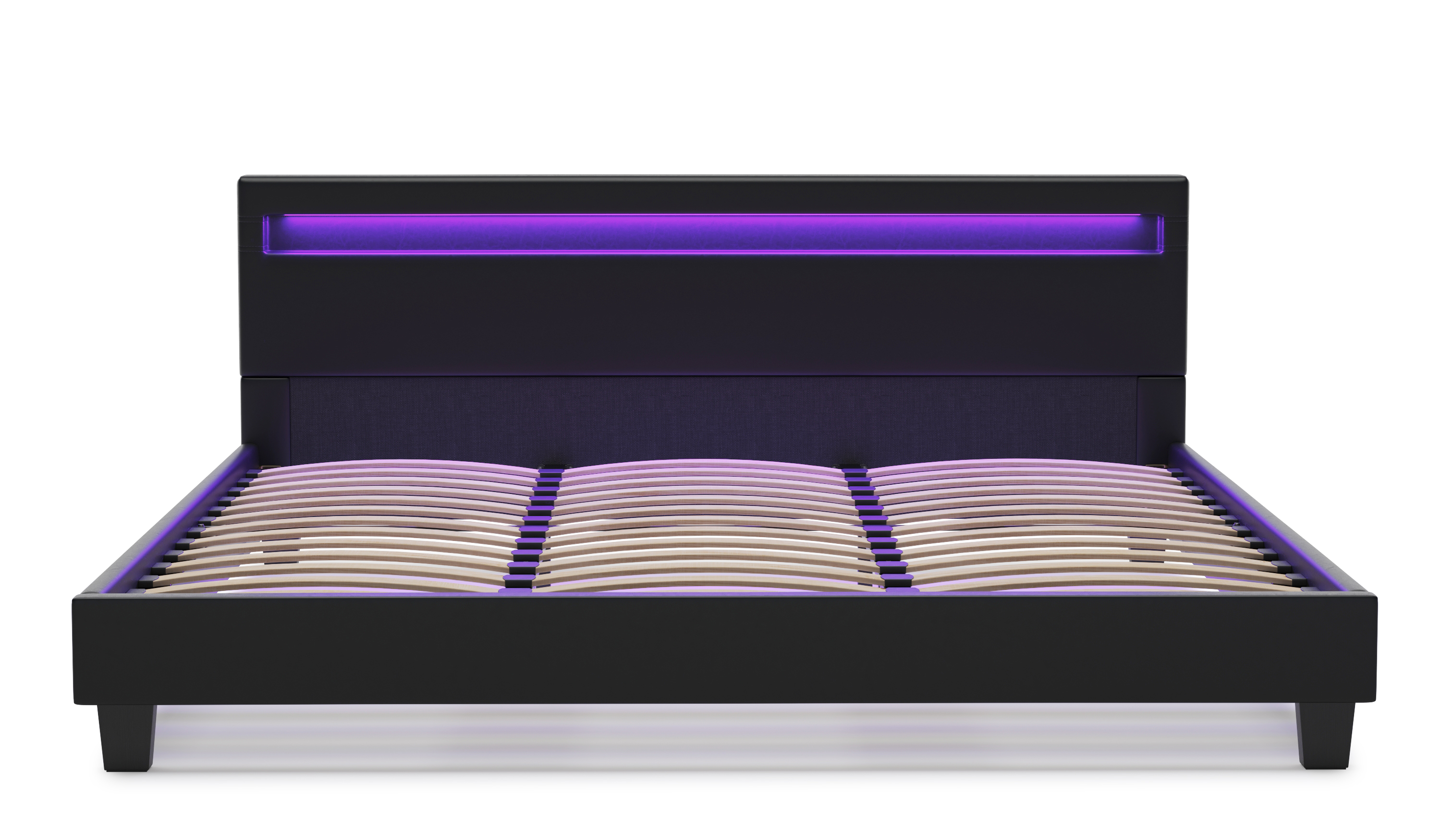 Lederbett LED DREAM 180 x 200 cm schwarz