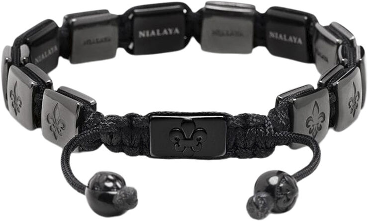 Nialaya Men's Ceramic Flatbead Bracelet in Black Black