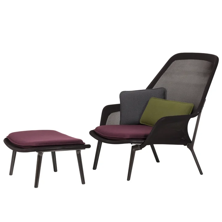 Vitra - Slow Chair, Beschichtet chocolate / Tricot braun / Kunststoffgleiter