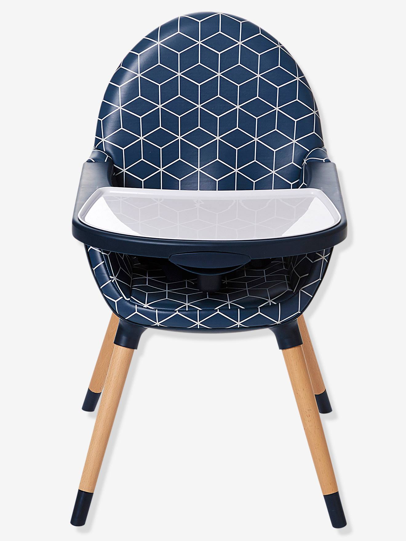 Cadeira alta conversível TopSeat com 2 ajustes de altura, estampa azul escura