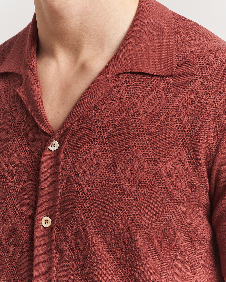 Altea Jacquard Knit Camp Shirt Burgundy