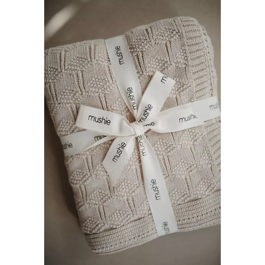 mushie Strickdecke Honeycomb Beige 80 x 100 cm