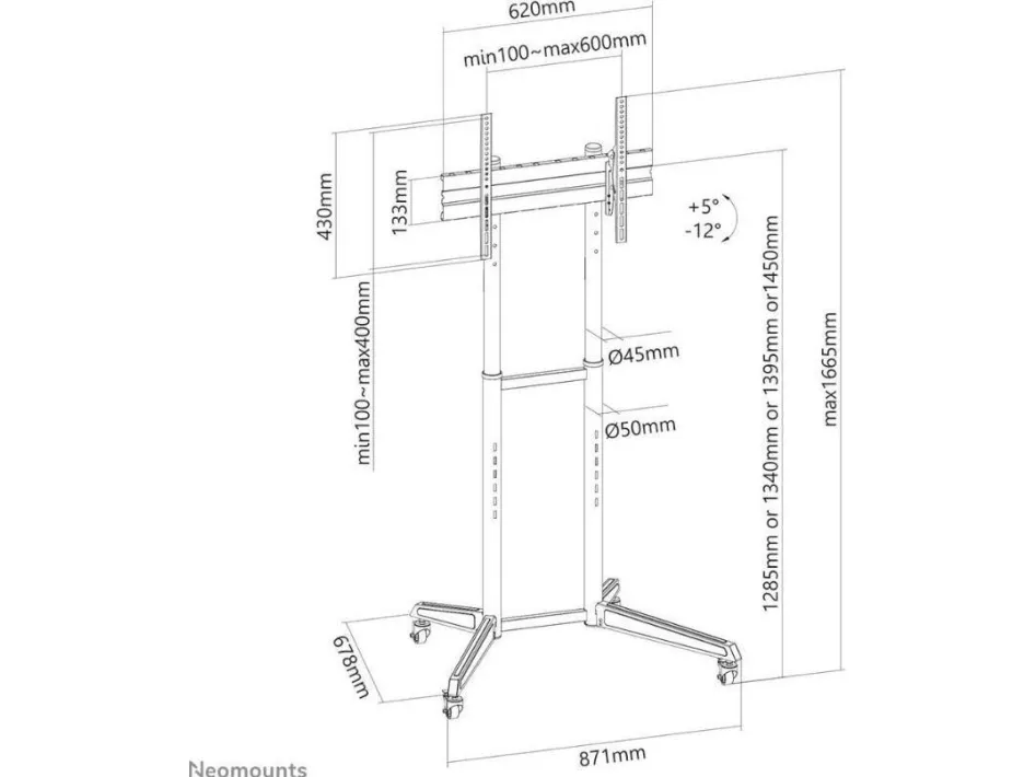 Neomounts FL50-540BL1 - Vogn med hjul - for fladt panel - sort - skærmstørrelse: 37