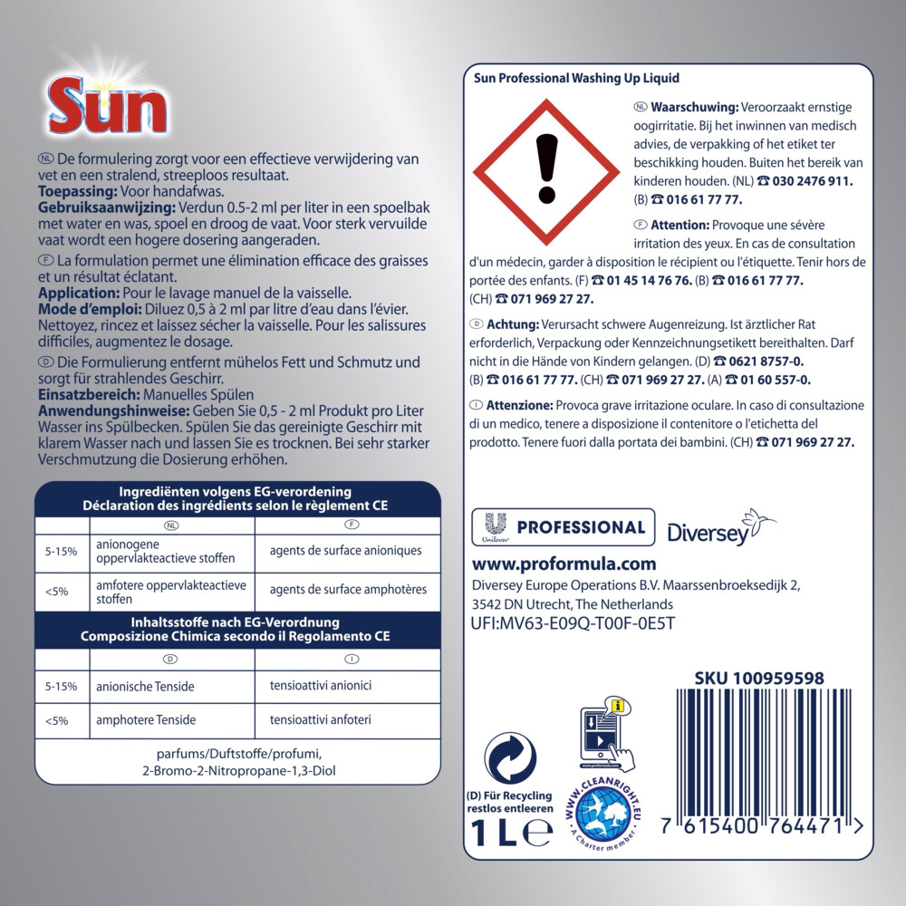 Sun Professional HandafwasmiddelPro Formula1 liter