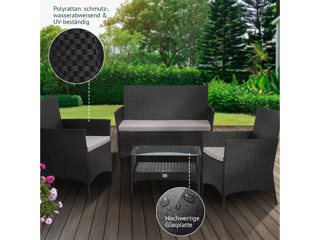 Ensemble de meubles de jardin en poly rotin