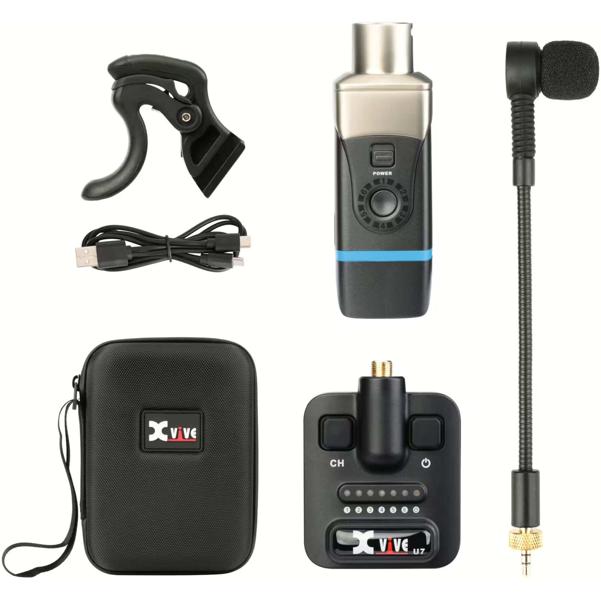 Xvive U7 draadloze instrumentmicrofoon voor blaasinstrumenten