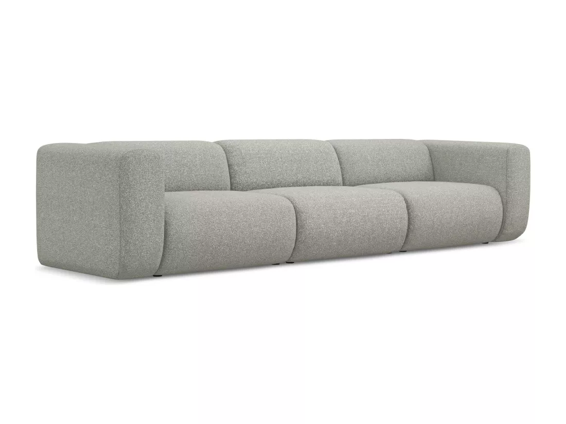 Canapé modulable 4 places en tissu texturé - gris clair - EKAHI