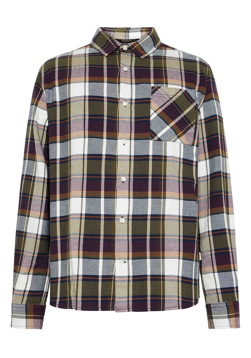 Knowledge Cotton Apparel Flanellhemd Light Flannel Checkered Blue Check