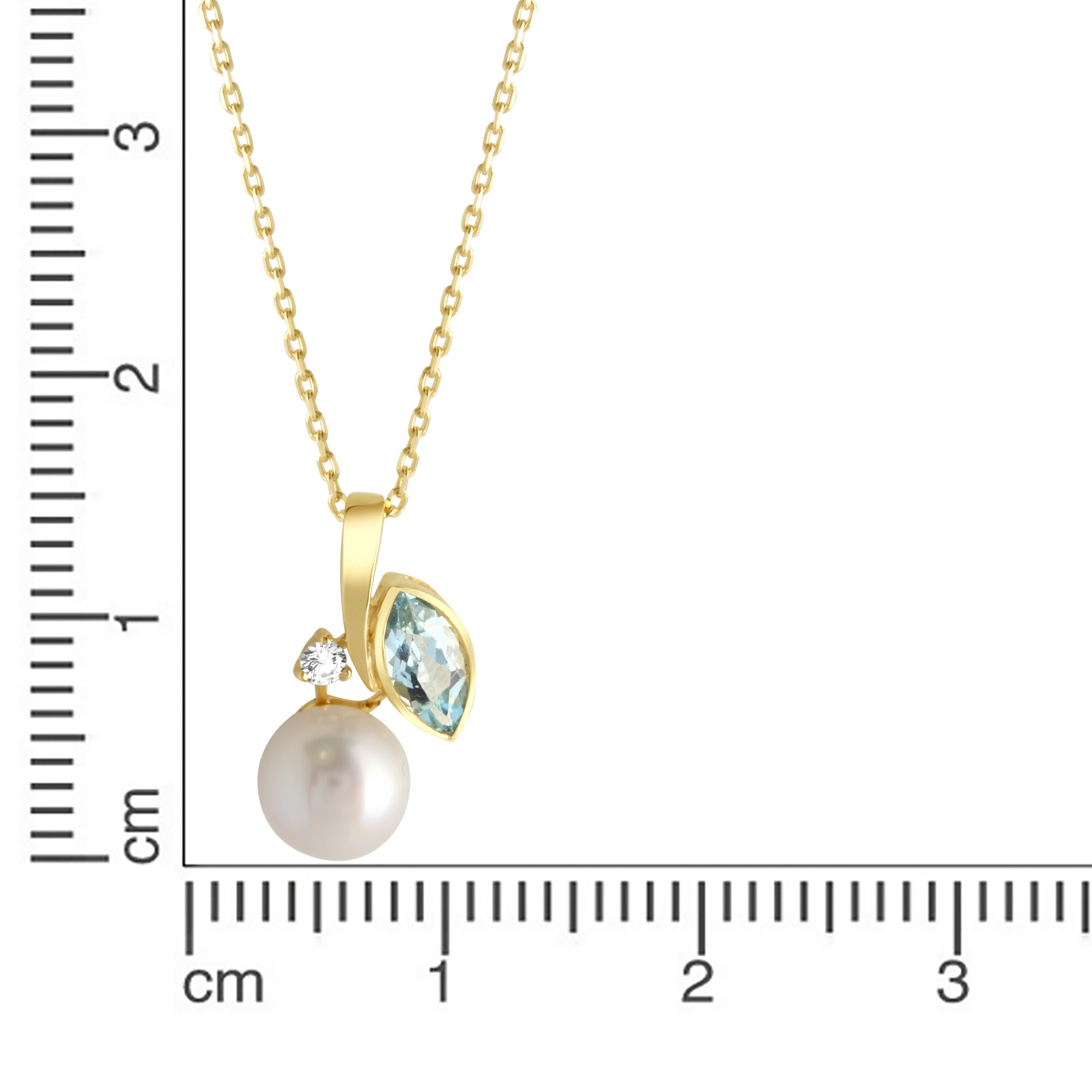 Fascination by Ellen K. Halskette 375 Gold mit Blautopas (beh.), Perle wei und Zirkonia
