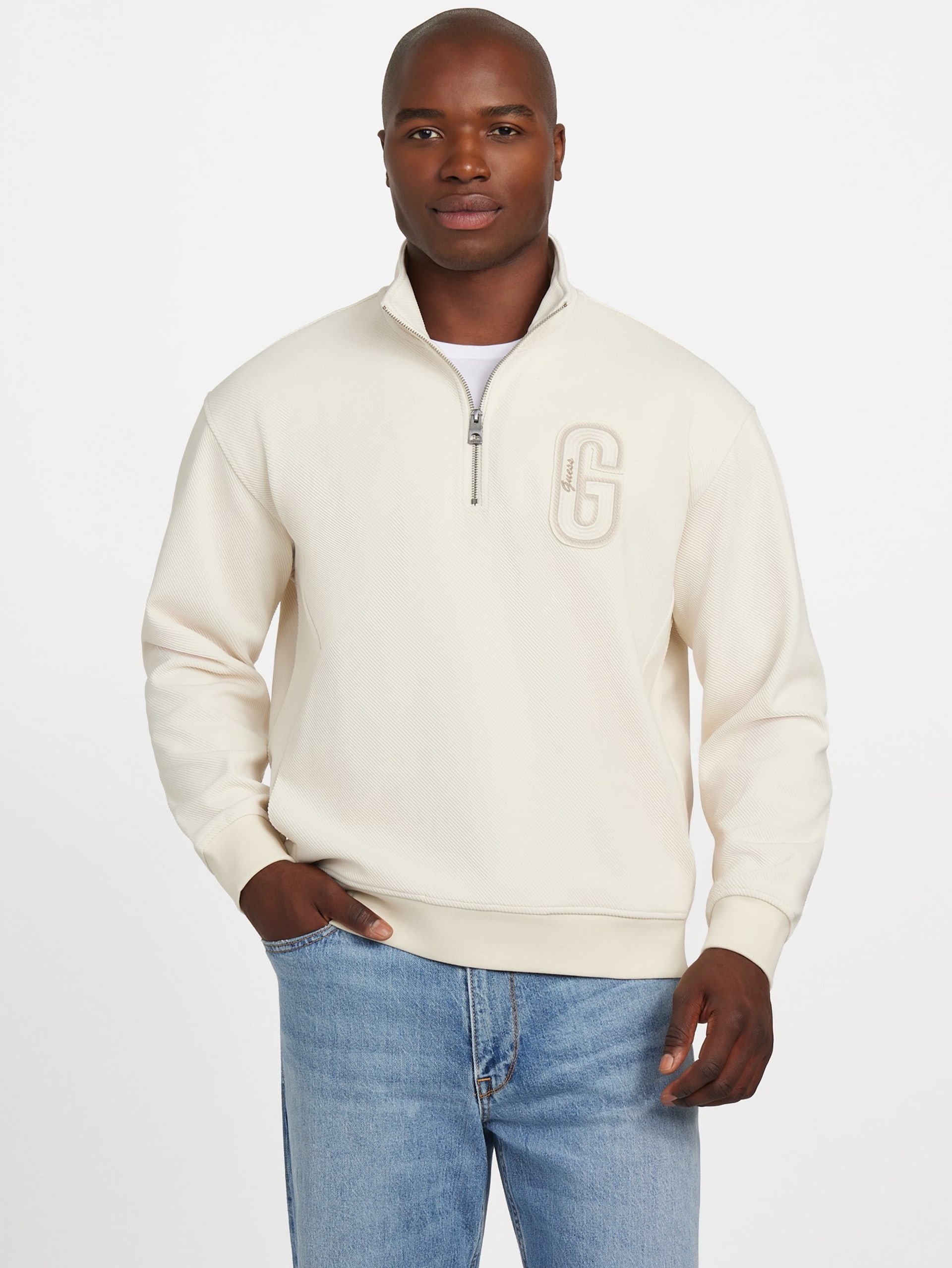 Suéter Eco Harris Twill com Zíper e Gola Alta