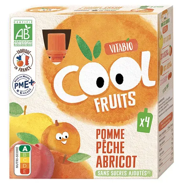 Vitabio Cool Fruits Maçã Pêssego Damasco Acerola Orgânico 4 x 90g