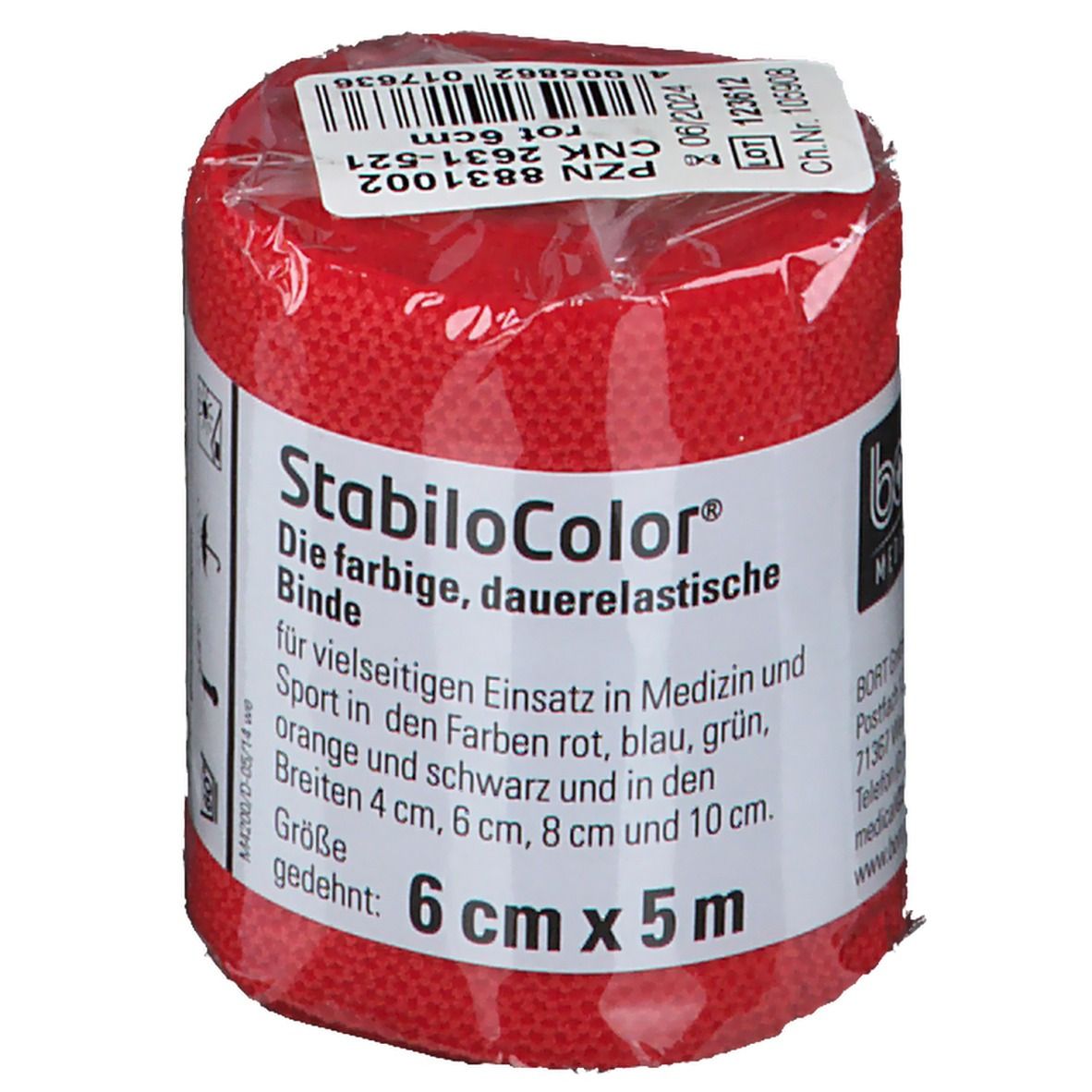 BORT StabiloColor® Binde 6 cm rot